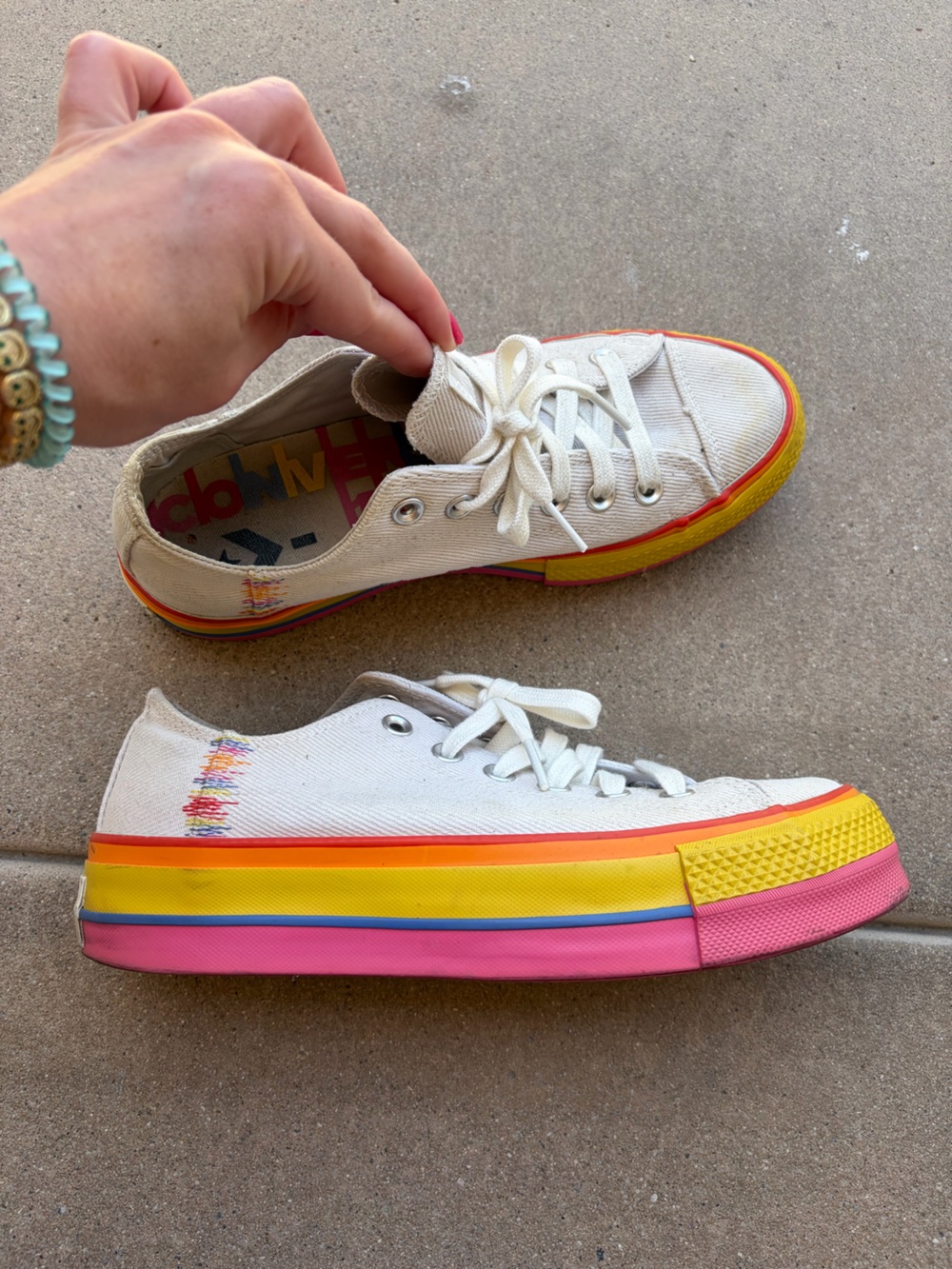 Converse Platform Sneakers with Rainbow Base - Size 8 - Picture 5 of 6